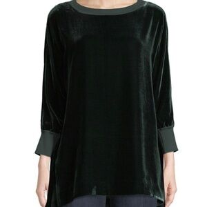 Lafayette 148 Joplin Black Velvet Blouse Small Silk Blend